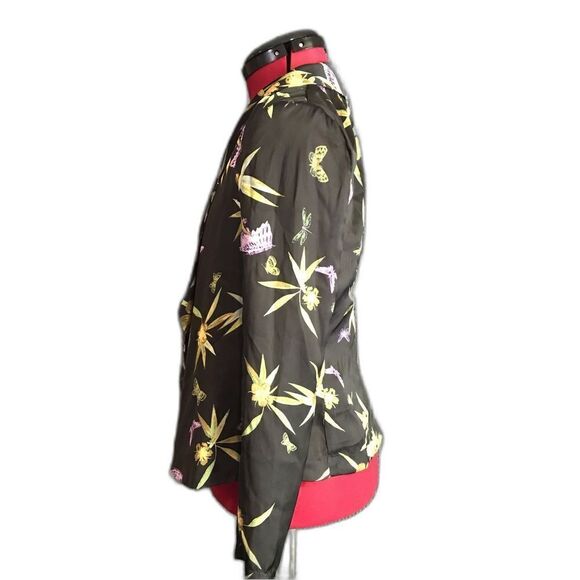 H&M Blazer Women’s Size 4 Black Floral Butterfly Open Front Long Sleeve - Picture 3 of 8